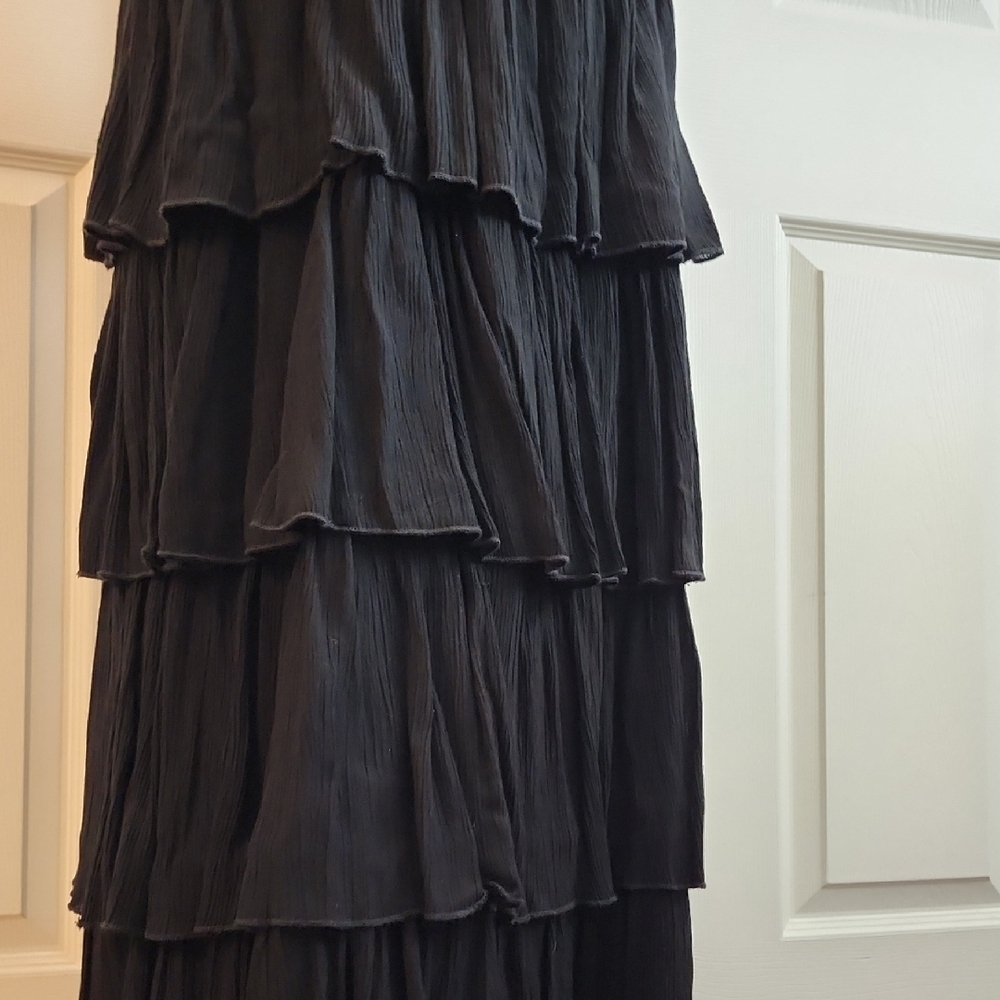 Black Ruffled Tiered Maxi Dress - Picture 3 of 4